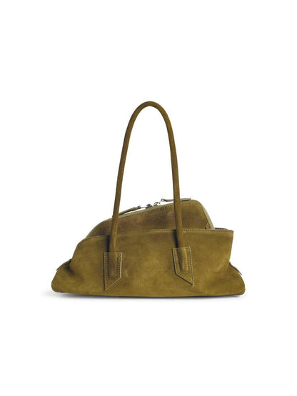 Die kleine „La Passeggiata“-Ledertasche von Attico in Khaki