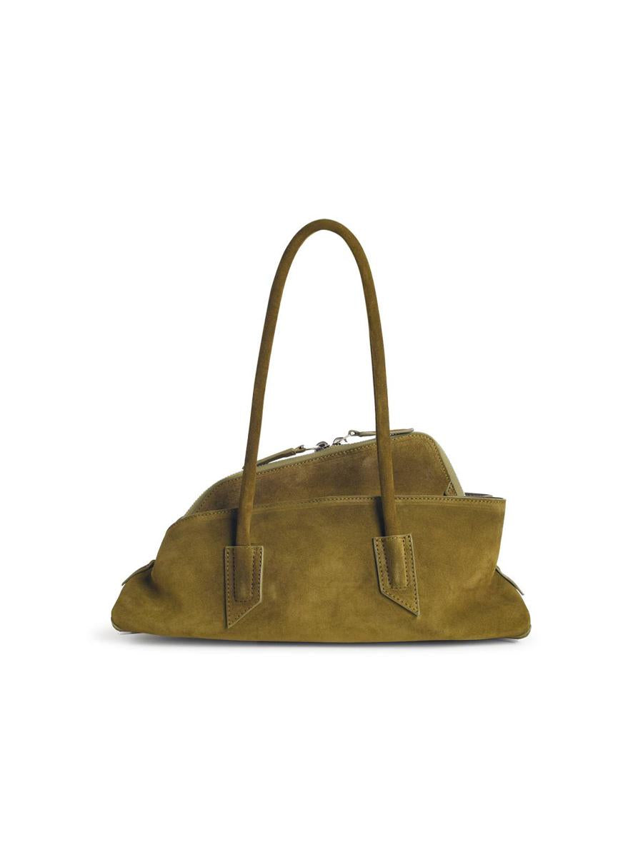 Die kleine „La Passeggiata“-Ledertasche von Attico in Khaki