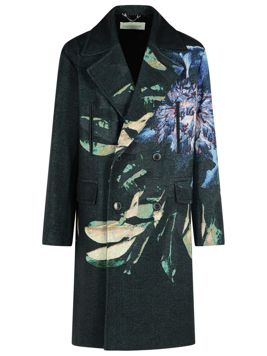 Dries Van Noten Blauer Mantel aus Baumwollmischung