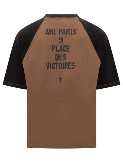 AMI Paris Ami Alexandre Mattiussi Herren Zweifarbiges T-Shirt