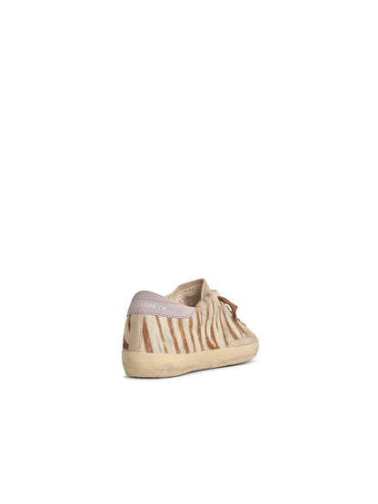 Golden Goose Super-Star' Damen aus Zebra-Ponyhaar mit silbernem Stern und Wildlederabsatz