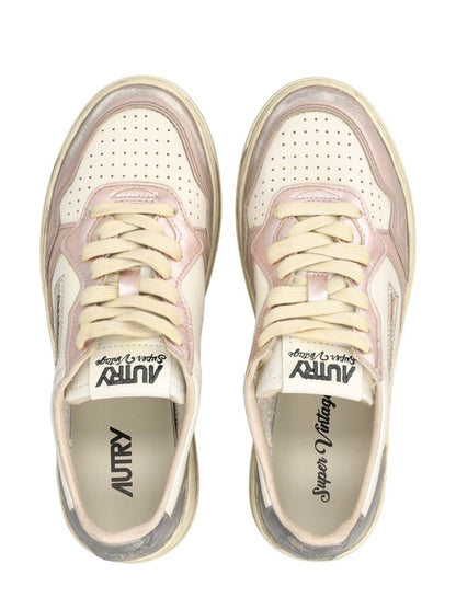 Autry Medalist Low Super Vintage Damen-Sneaker in Weiß und Rosa