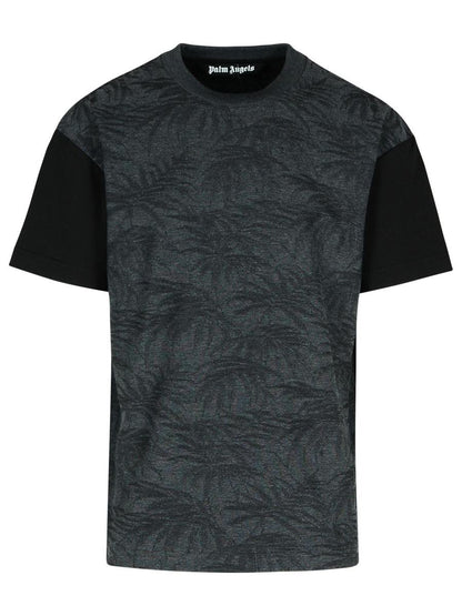 Palm Angels „Palms Curved“ T-Shirt aus schwarzer Baumwollmischung