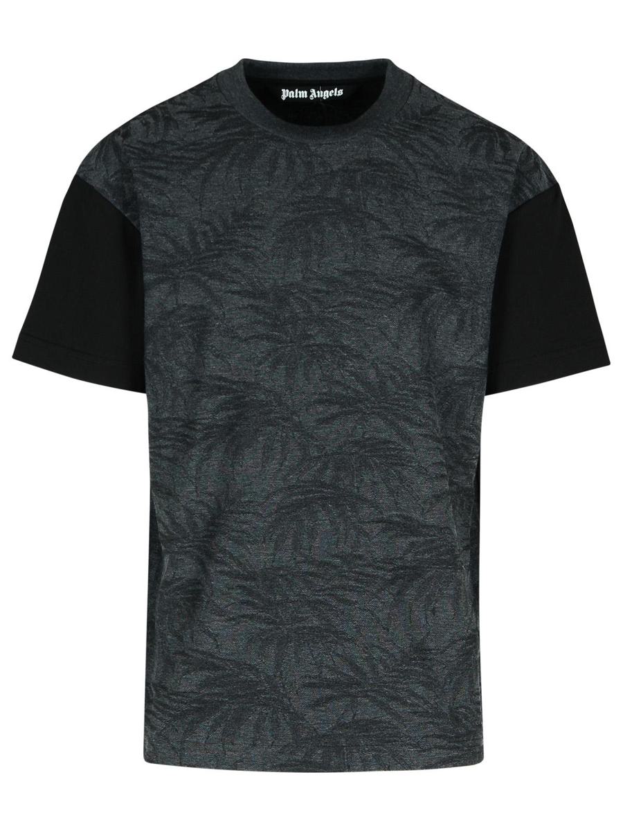 Palm Angels „Palms Curved“ T-Shirt aus schwarzer Baumwollmischung