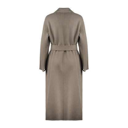 Max Mara – Grauer Midimantel aus drapierter Wolle