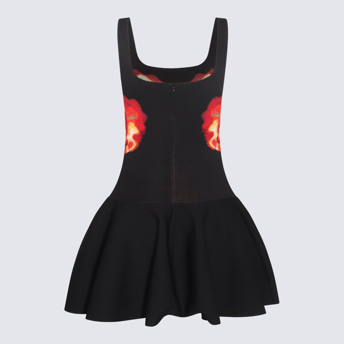 Alexander McQueen Schwarzes, mehrfarbiges Kleid aus Viskosemischung