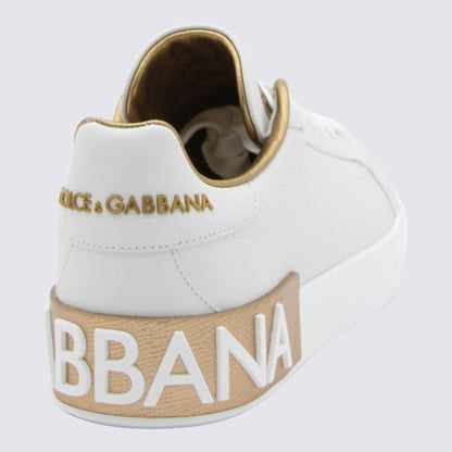 Dolce &amp; Gabbana – Weiße und goldene Sneakers