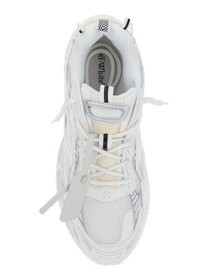 Weiße Low-Top-Sneaker „Ow Be Right“ mit Reißverschlussdetail aus Mesh und Leder für Herren