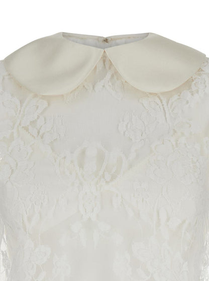 Weißes Minikleid aus Chantilly-Spitze für Damen