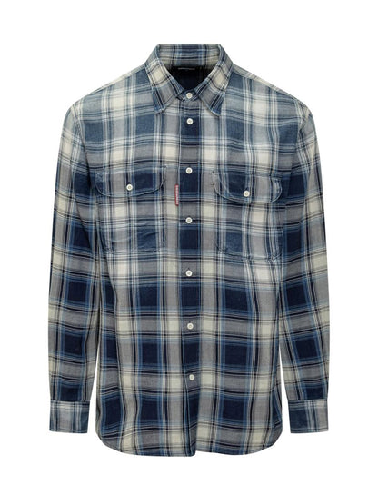 DSQUARED2 Dsquared2 Blau kariertes Hemd