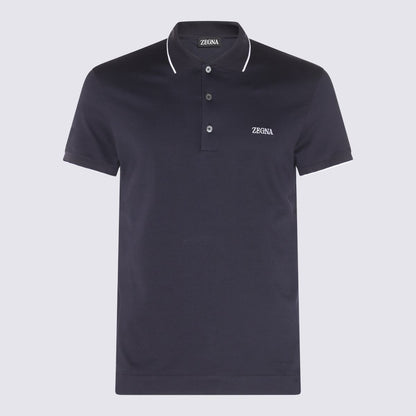 Zegna Poloshirt aus Baumwolle in Marineblau und Weiß