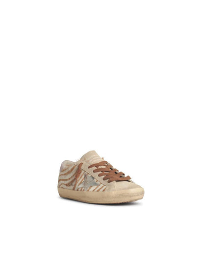 Golden Goose Super-Star' Damen aus Zebra-Ponyhaar mit silbernem Stern und Wildlederabsatz