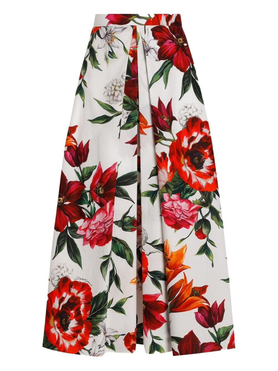 Dolce &amp; Gabbana Midirock aus Baumwolle mit Anemoni-Print
