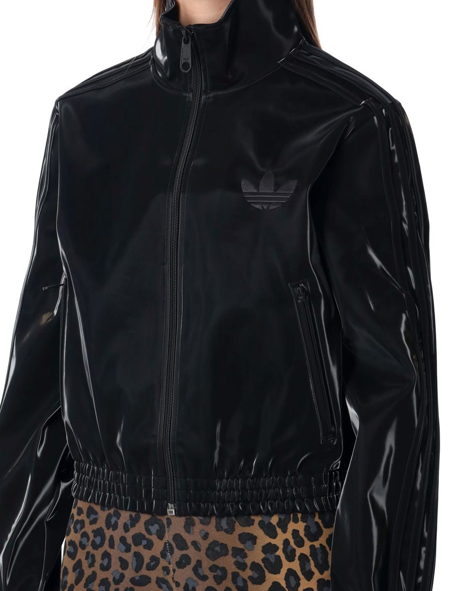 Adidas Originals – Schwarze Lack-Trainingsjacke mit 3 Streifen