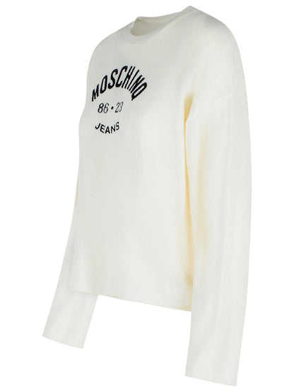 Moschino Jeans – Elfenbeinfarbener Pullover aus Schurwolle