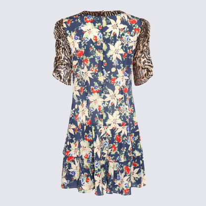 Rixo Marineblaues Seidenkleid