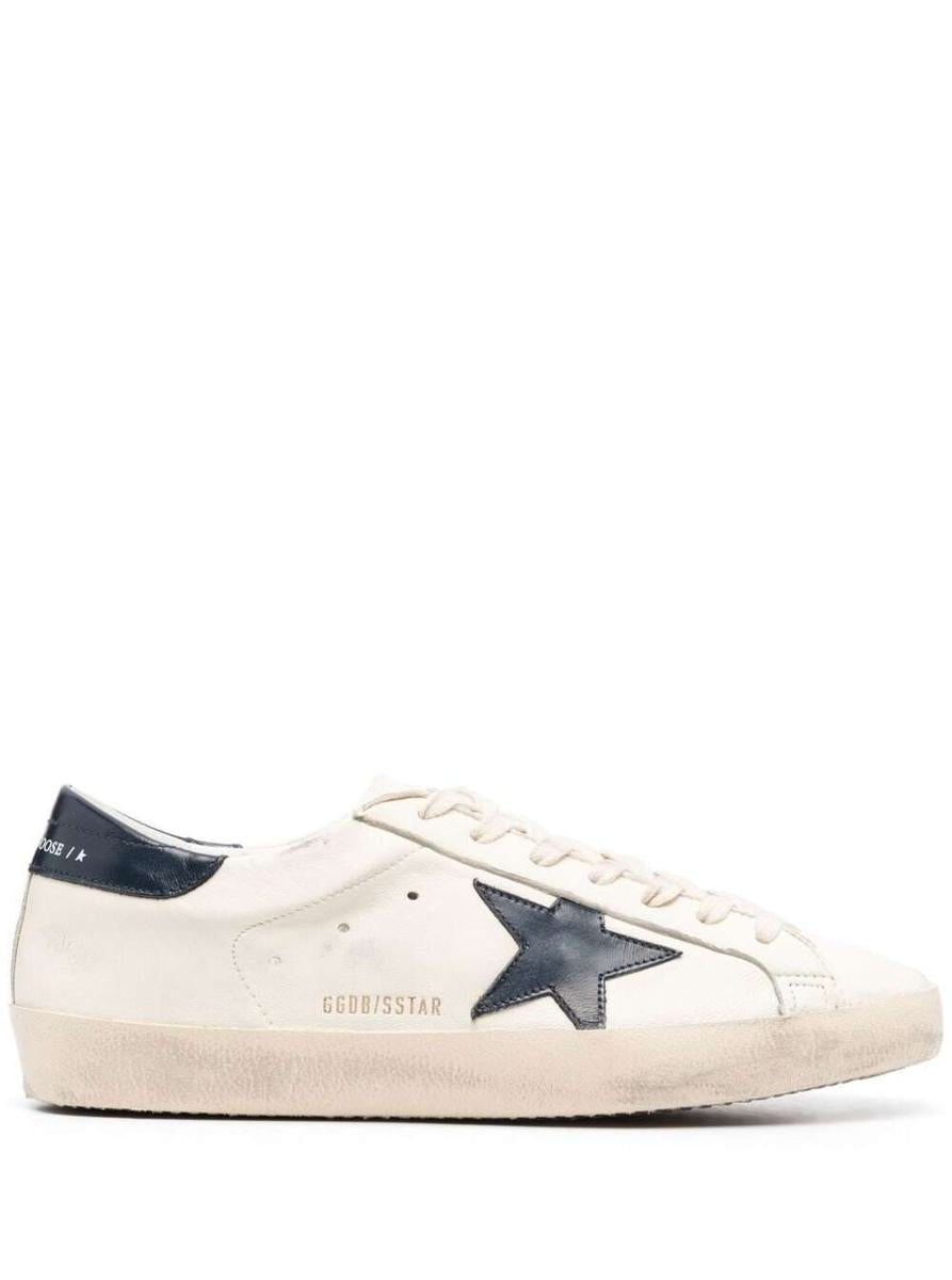 Weiße Low-Top-Sneaker „Super-Star“ mit geprägtem Logo und kontrastierender Fersenlasche aus Leder, Herren