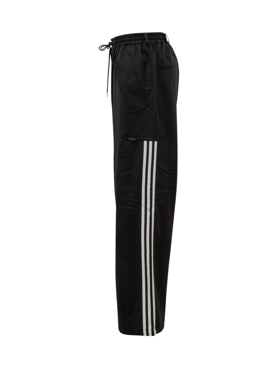 Y-3 Adidas Schwarze Baggy-Hose mit Seitenbändern Y-3