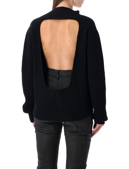Rick Owens Al Schwarzer Pullover aus schwerer Wolle