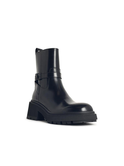 Jimmy Choo – Conny Flat – Schwarze Lederstiefeletten