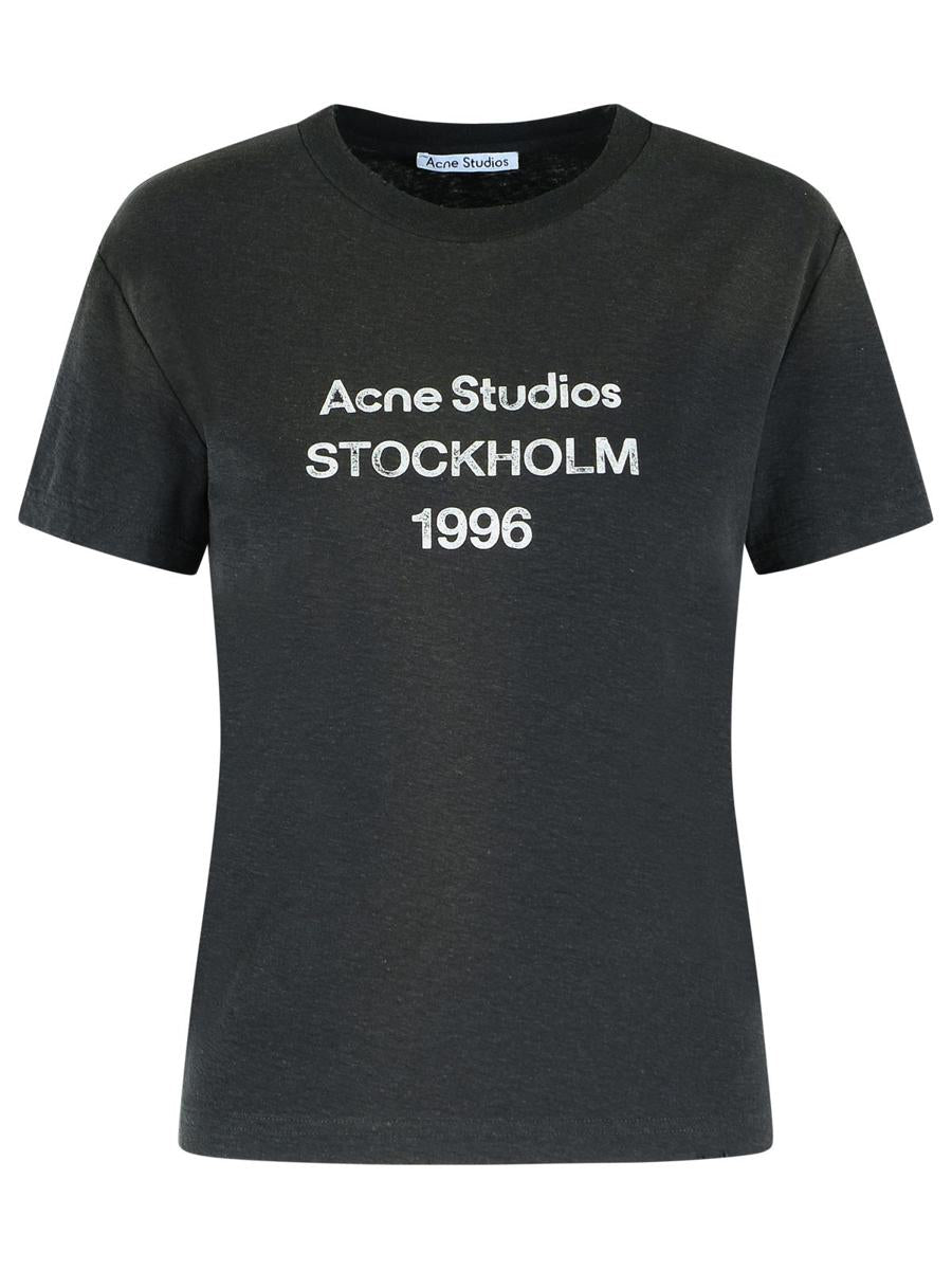 Acne Studios – T-Shirt aus verblasster Baumwollmischung in Schwarz