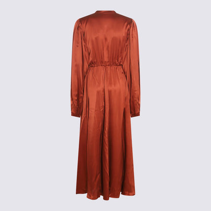 Crida Bronze Satin Matera Langes Kleid