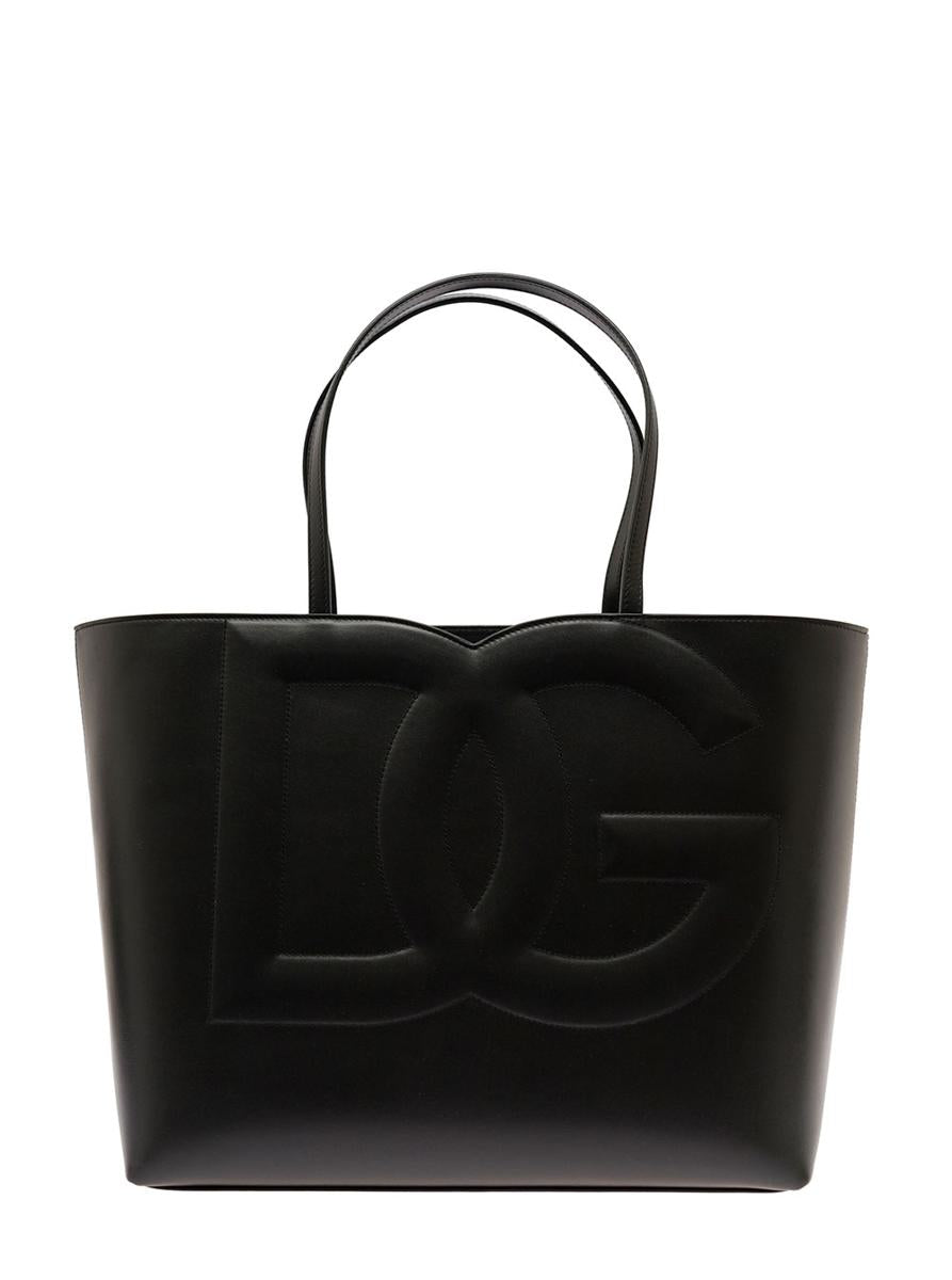 Mittelgroßer Shopper „Dg Logo“ aus schwarzem Leder für Damen