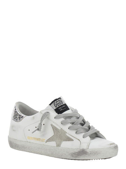 Weiße Low-Top-Sneaker „Superstar“ mit seitlichem Stern-Patch und laminiertem Absatz aus Leder für Damen