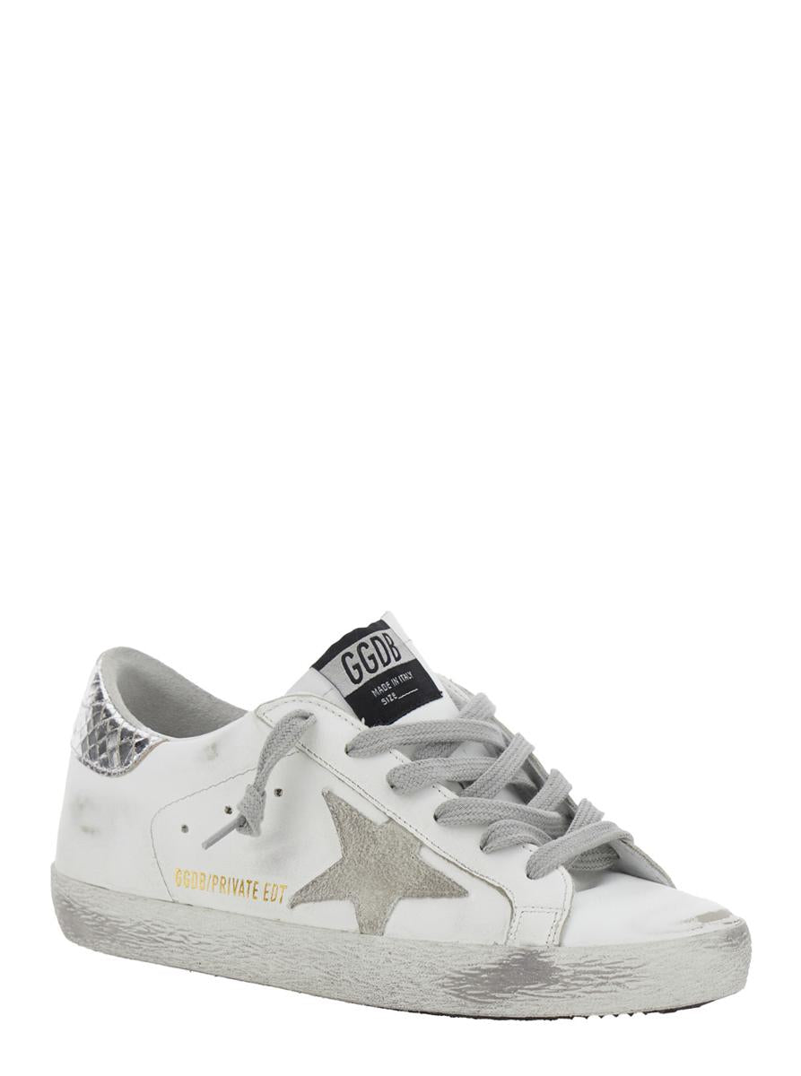 Weiße Low-Top-Sneaker „Superstar“ mit seitlichem Stern-Patch und laminiertem Absatz aus Leder für Damen