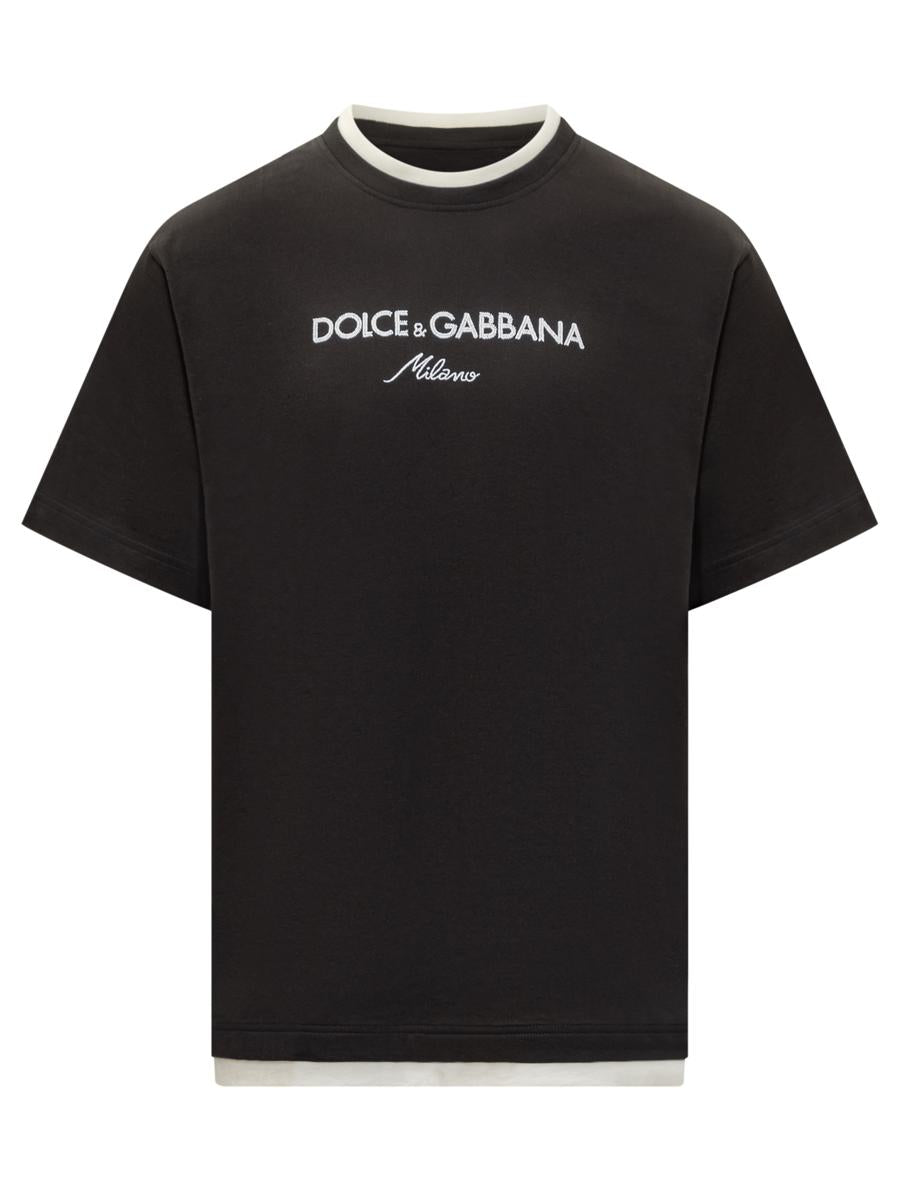 Dolce &amp; Gabbana Dolce &amp; Gabbana Herren T-Shirt mit Logo-Stickerei in Schwarz