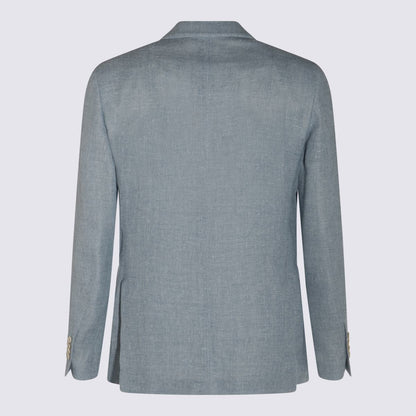 Lardini Hellblauer Blazer aus Leinen-Wollmischung