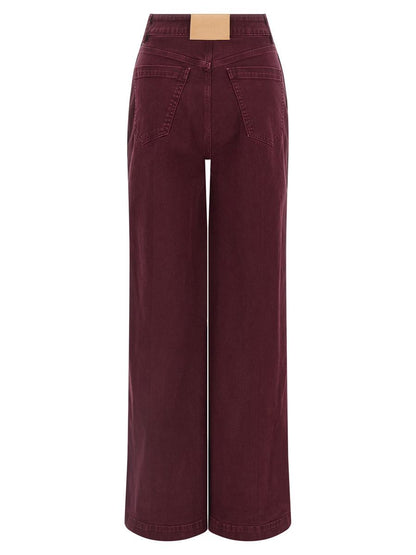 Hautfarbene Jeans mit weitem Bein