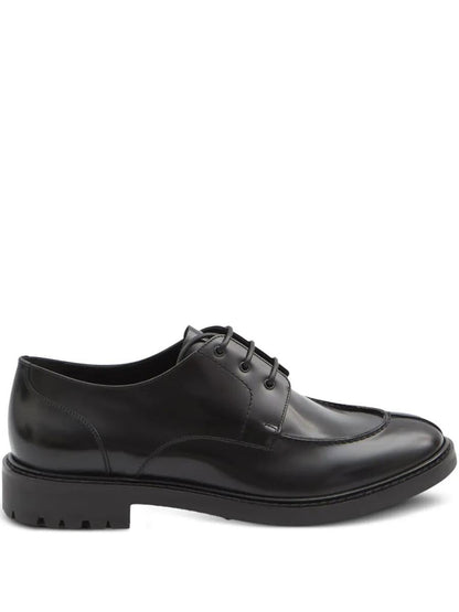 Saint Laurent – Derbies aus glattem Leder und Leinen