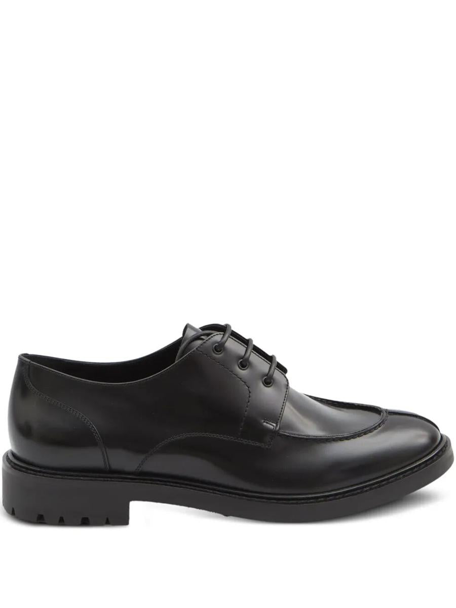 Saint Laurent – Derbies aus glattem Leder und Leinen