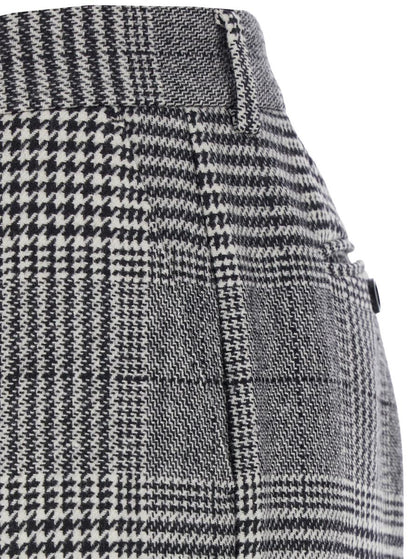 Graue Schlaghose mit hoher Taille aus Wolle und Kaschmir für Damen