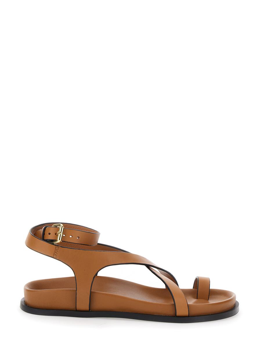 Braune Sandalen „Jalen Slim“ mit gekreuzten Riemen und Schnallenverschluss aus Leder für Damen