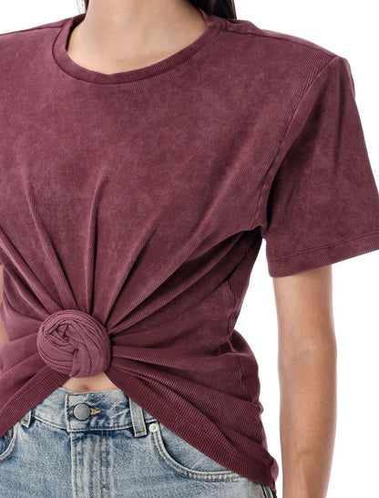 Magda Butrym – Geripptes T-Shirt mit Knoten