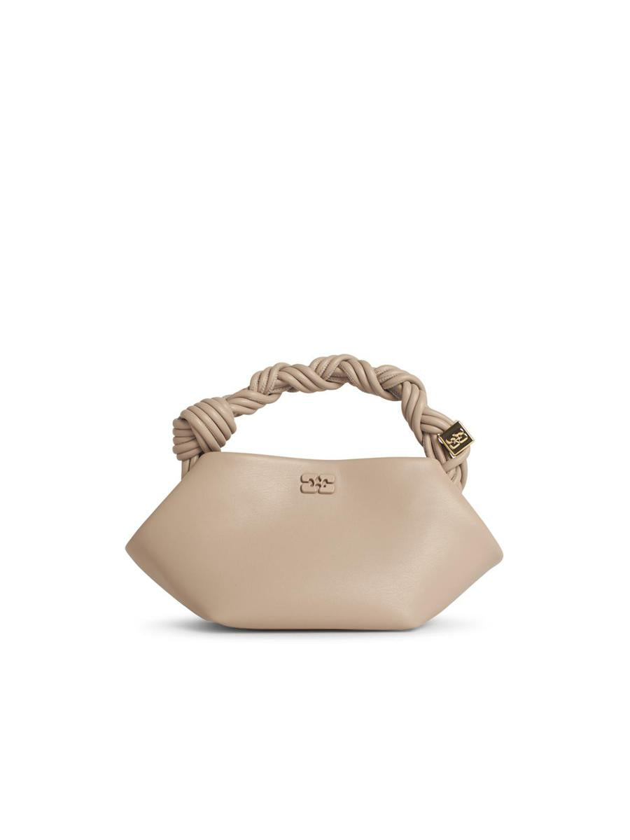 Ganni „Bou“ Mini-Tasche aus grauem Ledermix
