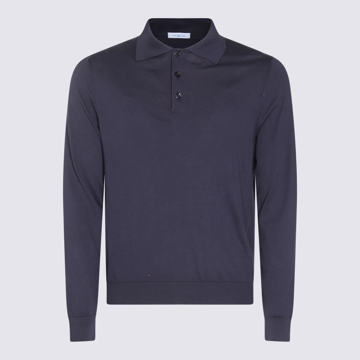 Malo Blauer Baumwollstrick