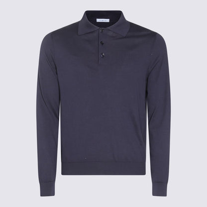 Malo Blauer Baumwollstrick