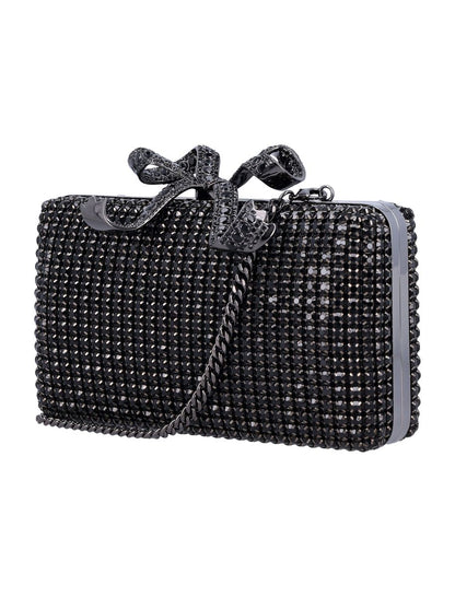 Self-Portrait – Box-Clutch mit Kristallen