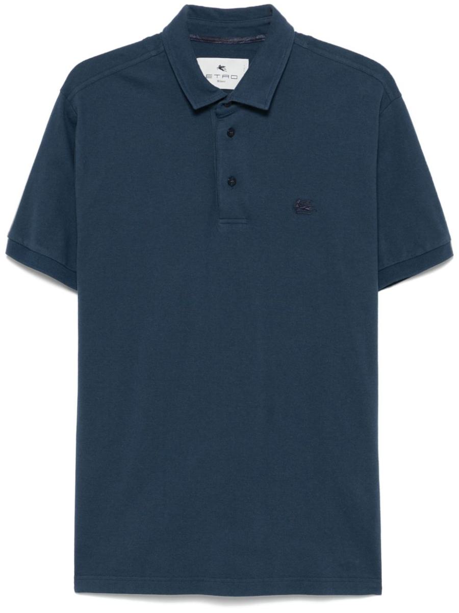 Etro – Blaues Poloshirt aus Baumwolle mit gesticktem Logo