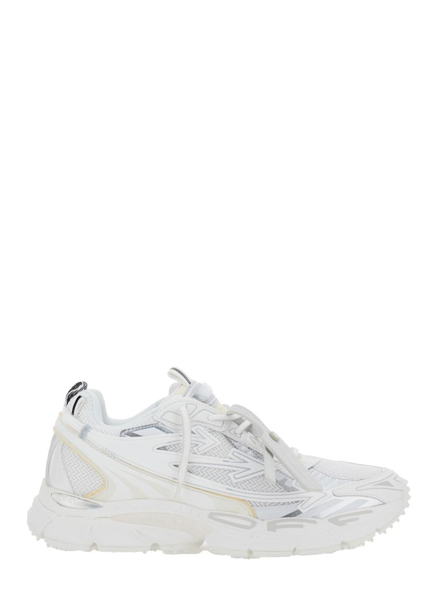 Weiße Low-Top-Sneaker „Ow Be Right“ mit Reißverschlussdetail aus Mesh und Leder für Herren