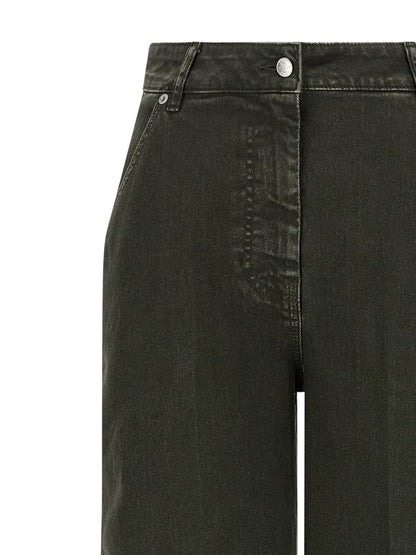 Hautfarbene Jeans mit weitem Bein
