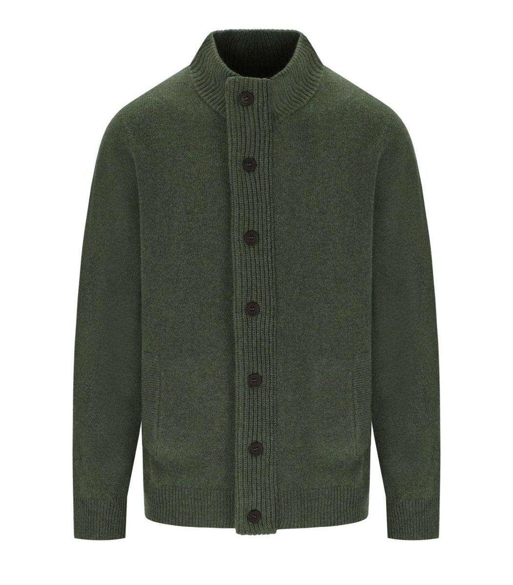 Barbour Essential Patch-Strickjacke mit Reißverschluss in Olivgrün