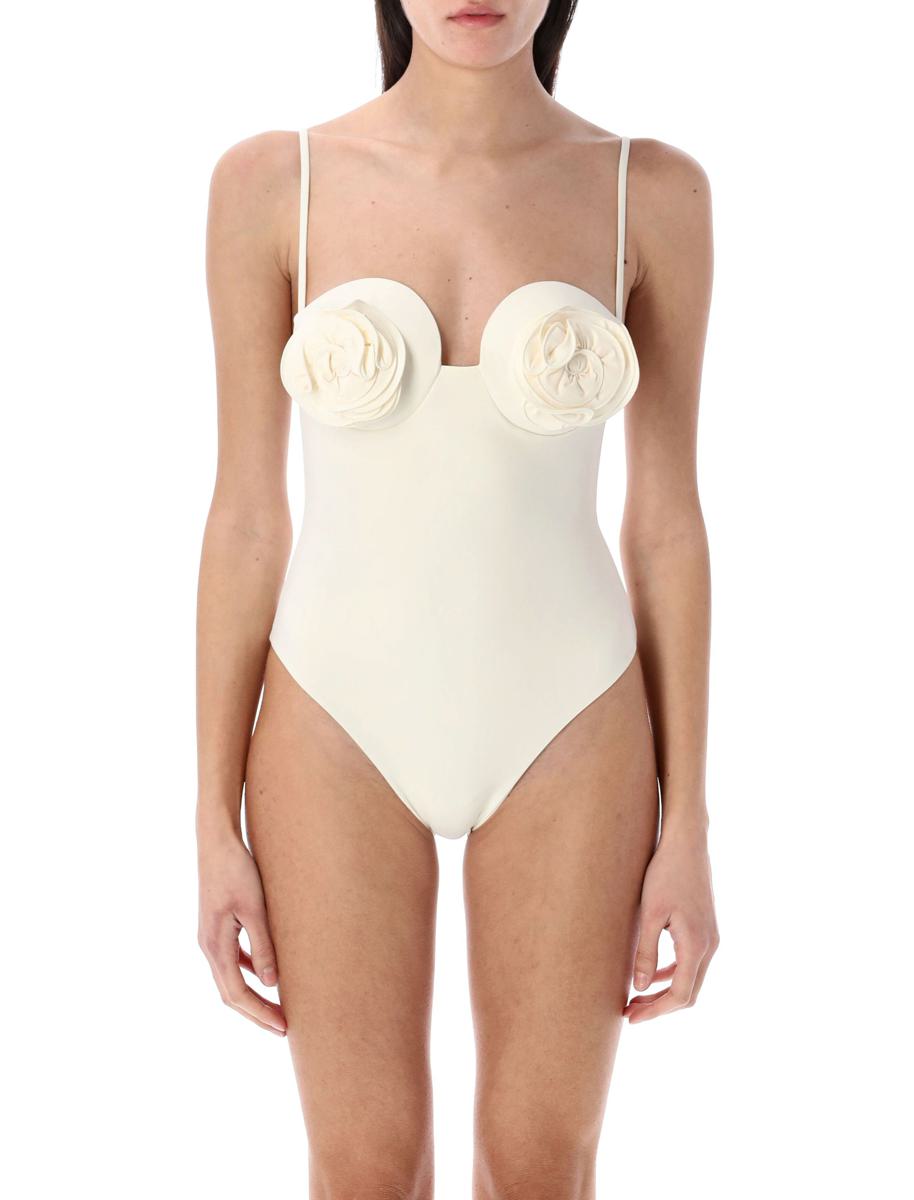 Magda Butrym – Bustier-Badeanzug im Retro-Stil mit 3D-Blumenmuster