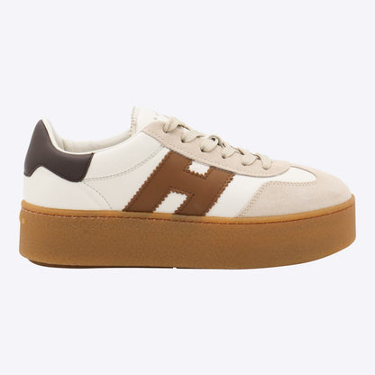 Hogan – Weiße und braune Ledersneaker