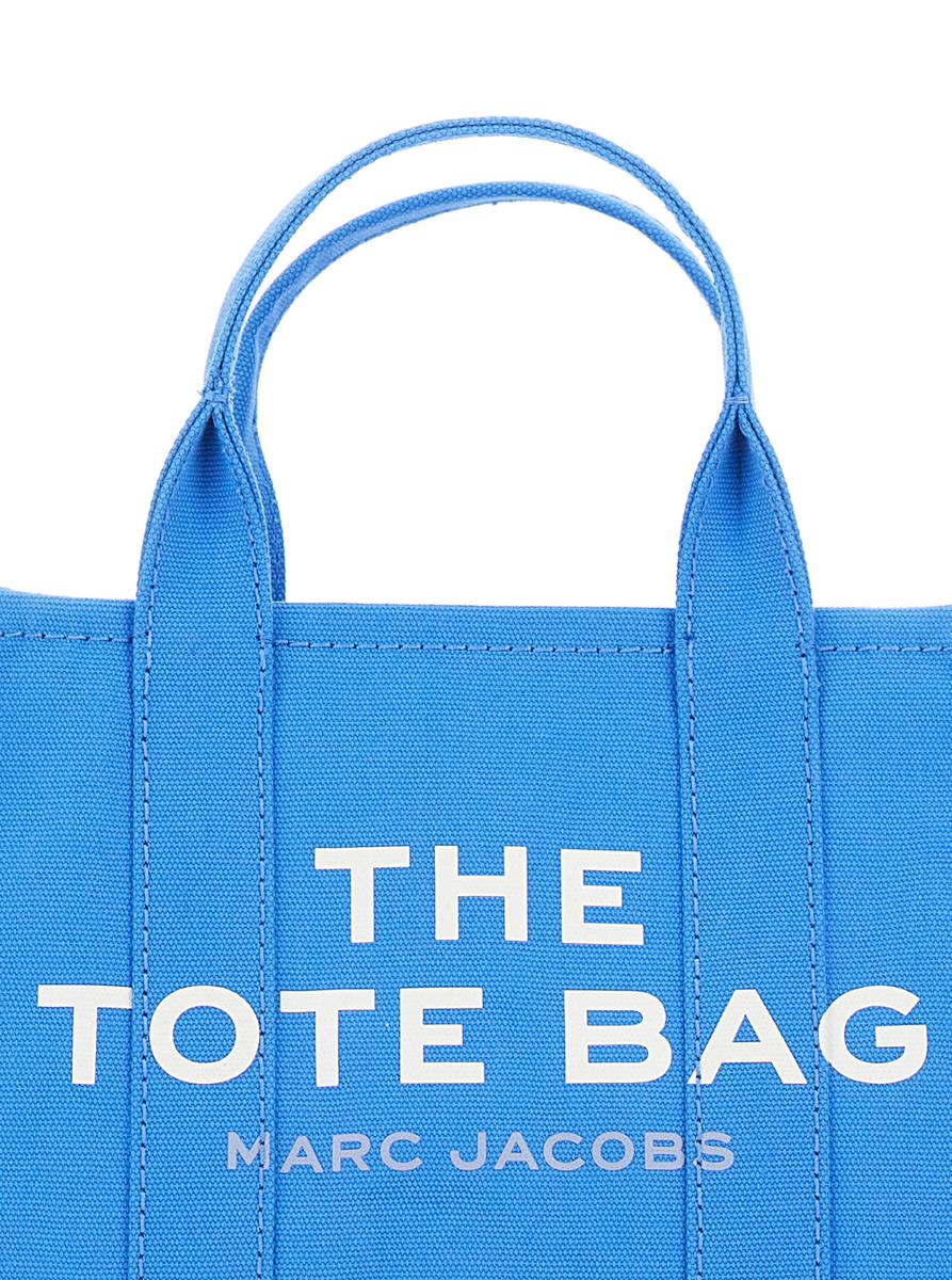 'The Small Tote Bag' Blaue Handtasche mit Logo auf der Vorderseite aus Baumwolle für Damen