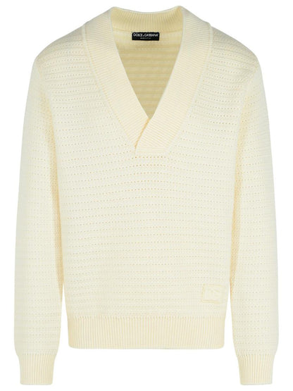 Dolce &amp; Gabbana Weißer Pullover aus Schurwolle