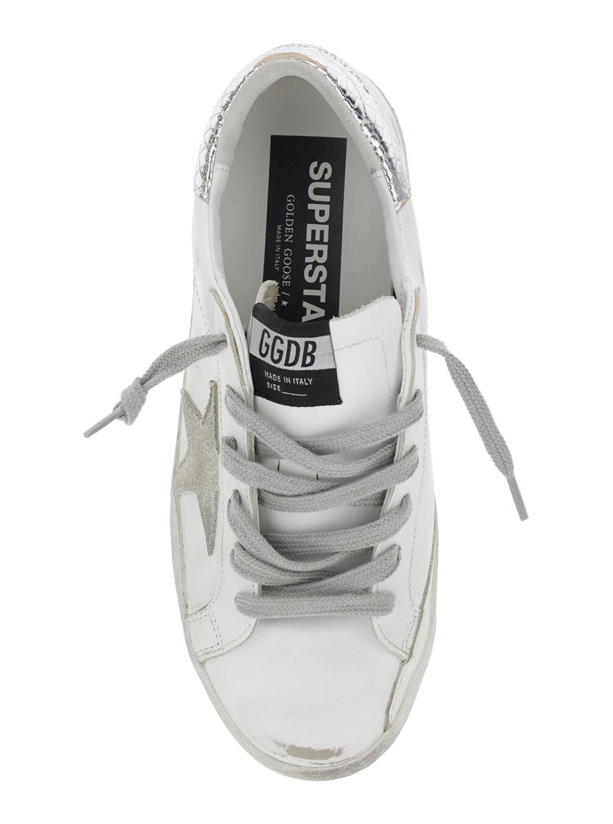 Weiße Low-Top-Sneaker „Superstar“ mit seitlichem Stern-Patch und laminiertem Absatz aus Leder für Damen